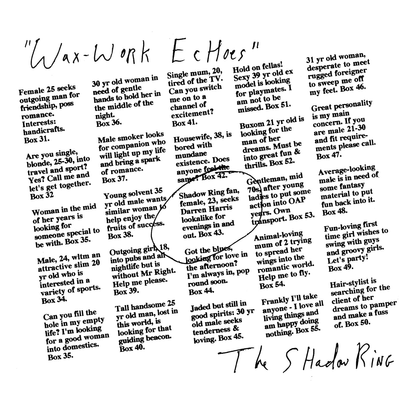 The Shadow Ring 'Wax-Work Echoes'