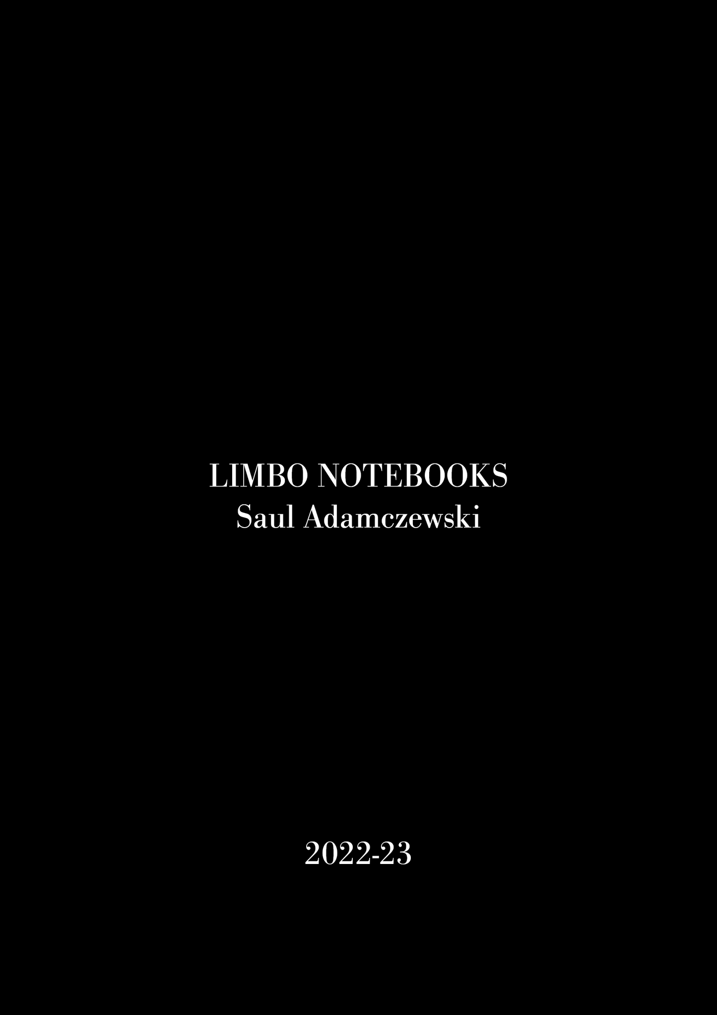 Saul Adamczewski 'Limbo Notebooks'